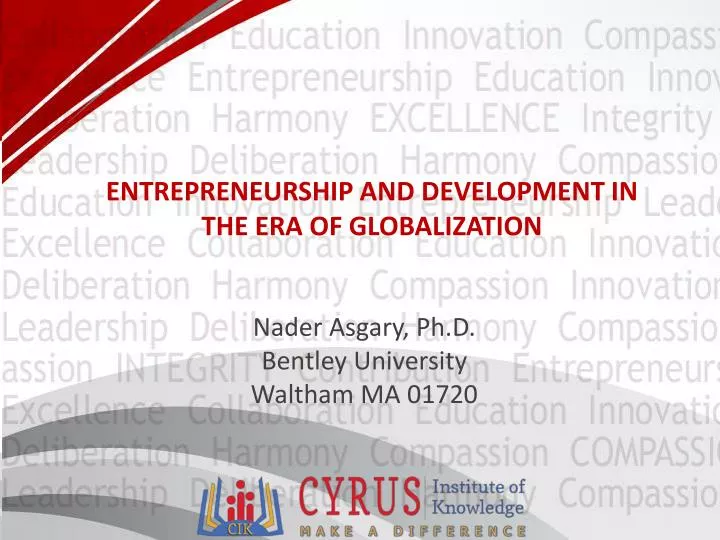 entrepreneurship and development in the era of globalization