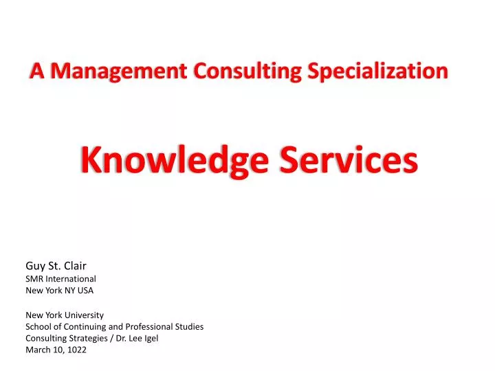 a management consulting specialization