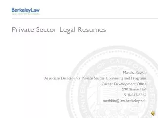 Private Sector Legal Resumes