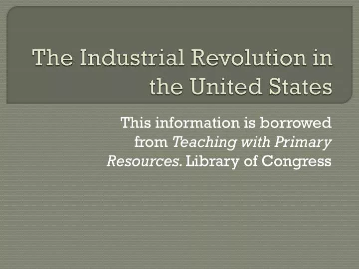 the industrial revolution in the united states