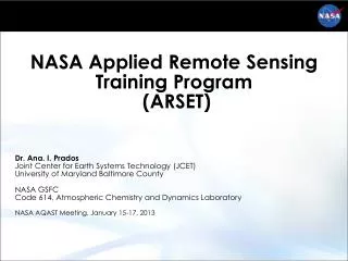 NASA Applied Remote Sensing Training Program (ARSET)