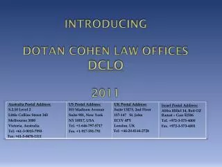 Introducing Dotan Cohen Law Offices DCLO 2011