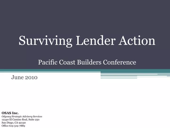 surviving lender action pacific coast builders conference
