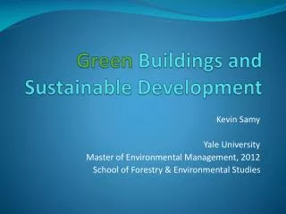 Green Buildings and Sustainable Development