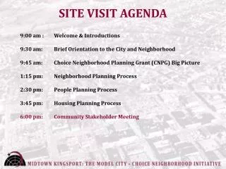 SITE VISIT AGENDA