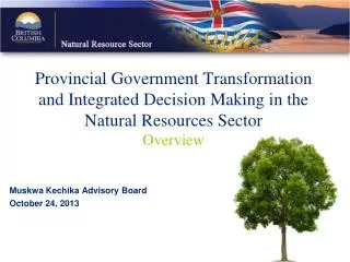 Provincial Government Transformation and Integrated Decision Making in the Natural Resources Sector Overview