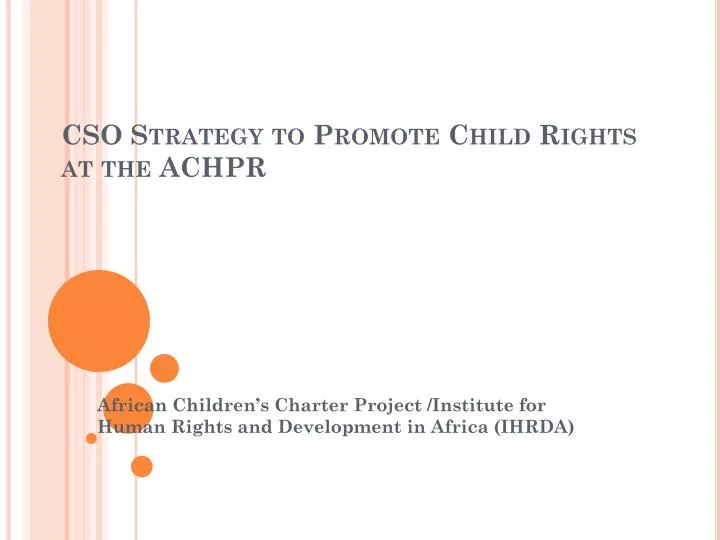 cso strategy to promote child rights at the achpr