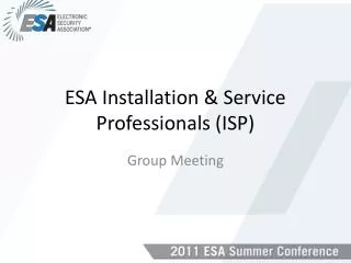 ESA Installation &amp; Service Professionals (ISP)