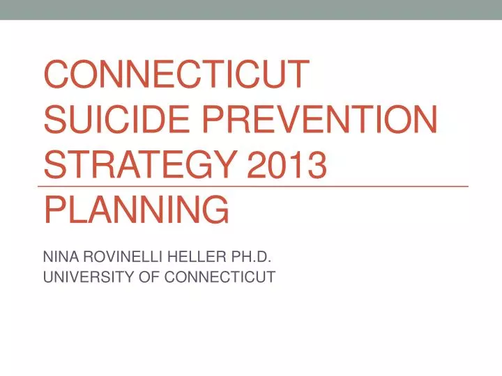 connecticut suicide prevention strategy 2013 planning