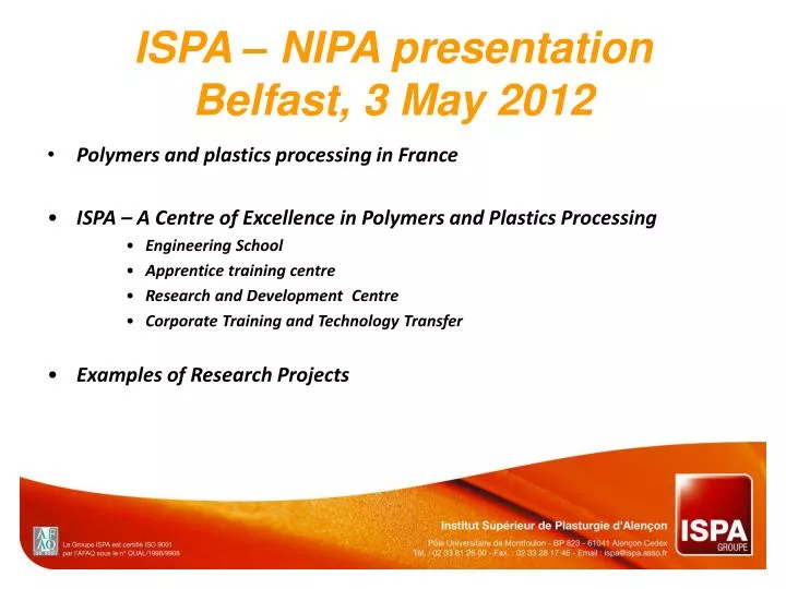 ispa nipa presentation belfast 3 may 2012