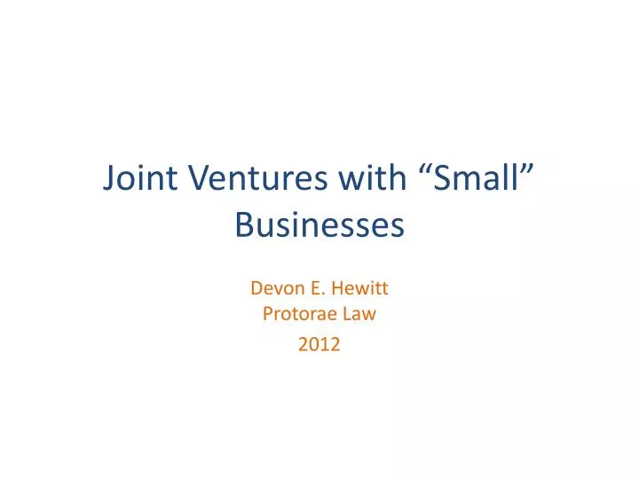 joint ventures with small businesses