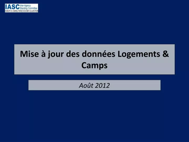 mise jour des donn es logements camps