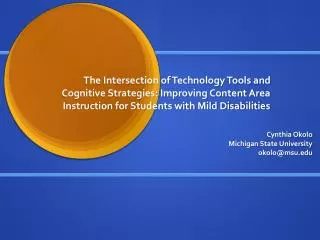 The Intersection of Technology Tools and Cognitive Strategies: Improving Content Area Instruction for Students with Mild