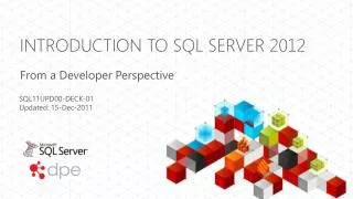 Introduction to SQL Server 2012