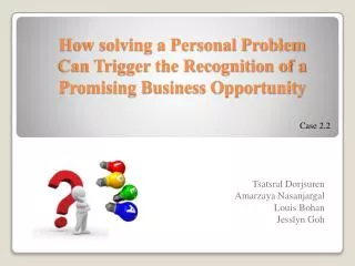 How solving a Personal Problem Can Trigger the Recognition of a Promising Business Opportunity