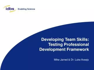 Developing Team Skills: Testing Professional Development Framework