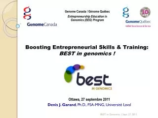 Boosting Entrepreneurial Skills &amp; Training: BEST in genomics !