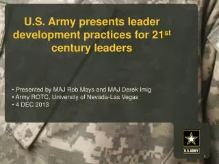 U.S. Army presents leader development practices for 21 st century leaders