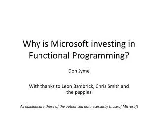 Why is Microsoft investing in Functional Programming?