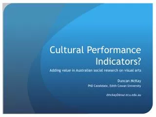 Cultural Performance Indicators?