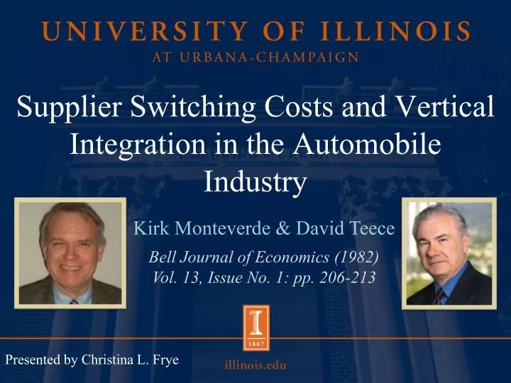supplier switching costs and vertical integration in the automobile industry