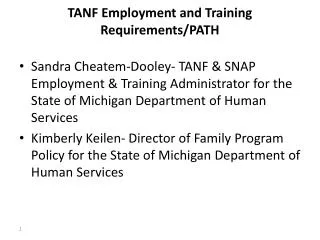 TANF Employment and Training Requirements/PATH