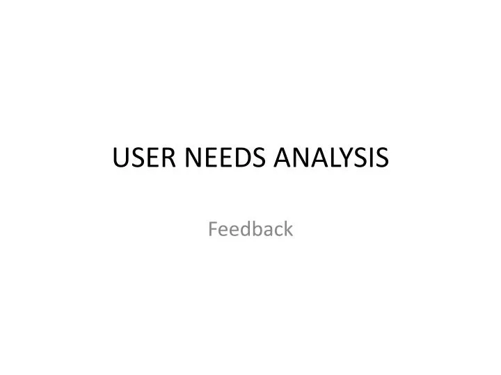 user needs analysis