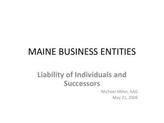 MAINE BUSINESS ENTITIES
