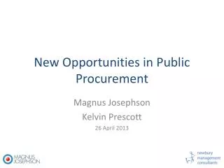 New Opportunities in Public Procurement