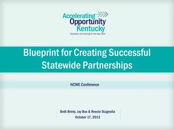 blueprint for creating successful statewide partnerships