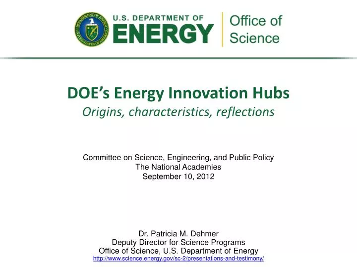 doe s energy innovation hubs origins c haracteristics reflections