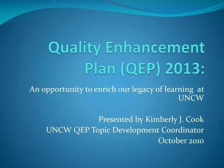 quality enhancement plan qep 2013