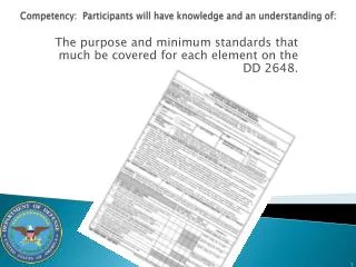 Competency: Participants will have knowledge and an understanding of: