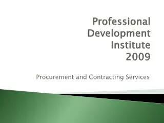 Professional Development Institute 2009