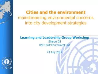 Cities and the environment mainstreaming environmental concerns into city development strategies