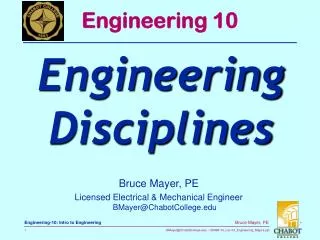 Bruce Mayer, PE Licensed Electrical &amp; Mechanical Engineer BMayer@ChabotCollege.edu