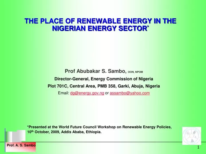 the place of renewable energy in the nigerian energy sector