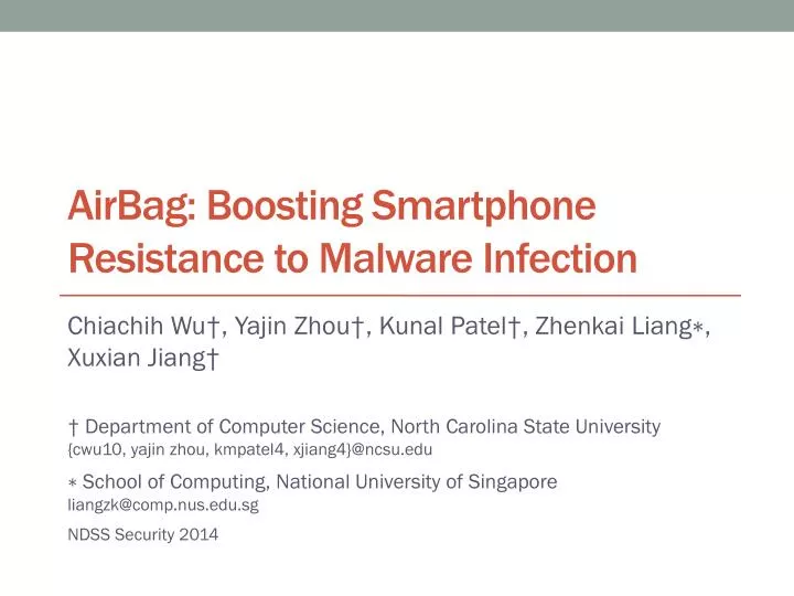airbag boosting smartphone resistance to malware infection