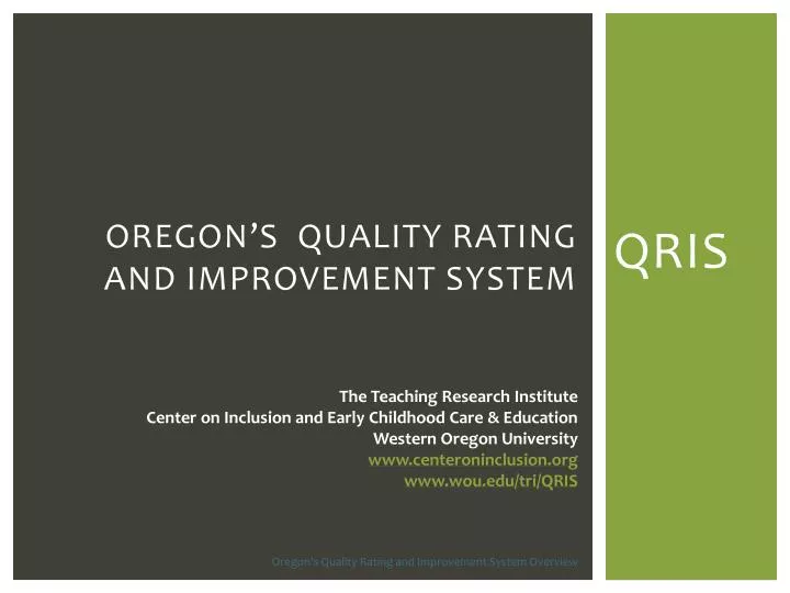 oregon s quality rating and improvement system