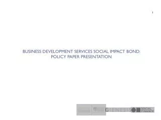Business Development Services Social Impact Bond: Policy Paper Presentation