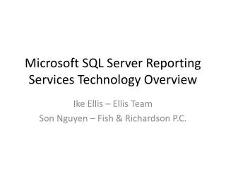 Microsoft SQL Server Reporting Services Technology Overview