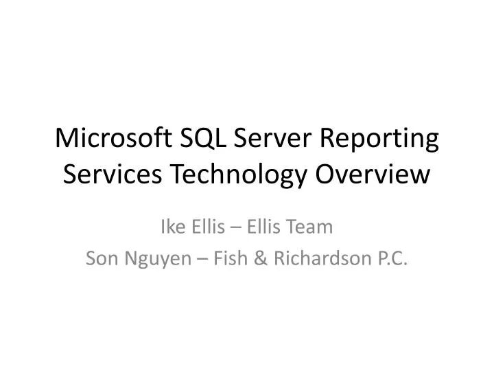 microsoft sql server reporting services technology overview