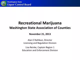 Recreational Marijuana Washington State Association of Counties