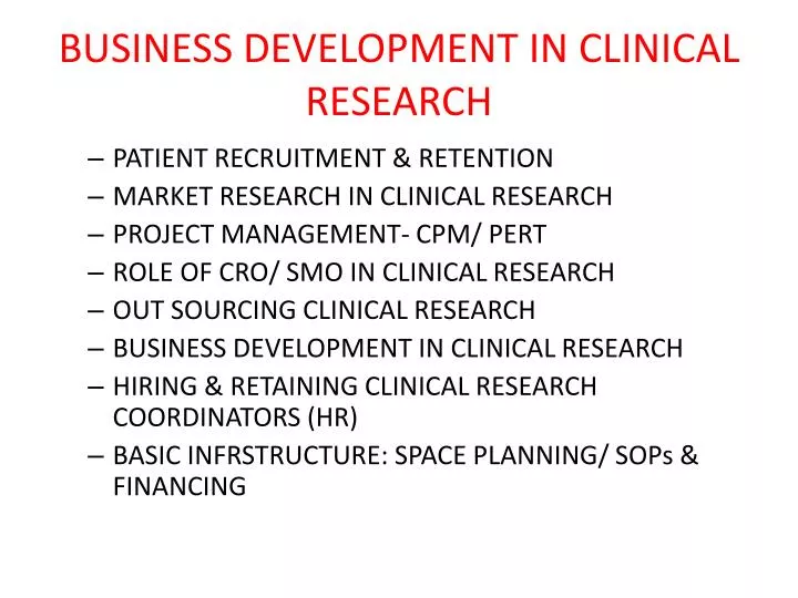 business development clinical research organization