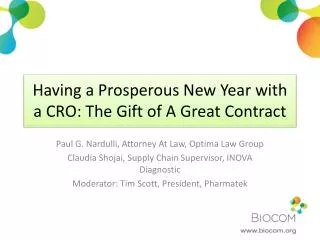 Having a Prosperous New Year with a CRO: The Gift of A Great Contract