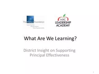 District Insight on Supporting Principal Effectiveness