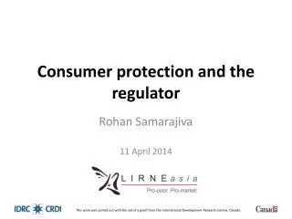 Consumer protection and the regulator