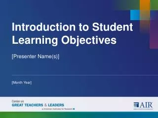 Introduction to Student Learning Objectives