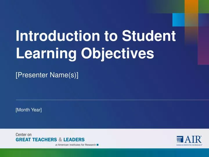 introduction to student learning objectives