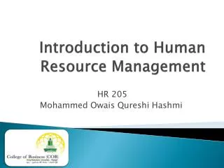 Introduction to Human Resource Management